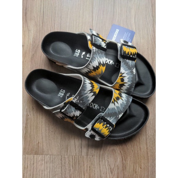 Birkenstock Shoes - Birkenstock Arizona Birko Rare Tie Dye Black Yellow Sandals